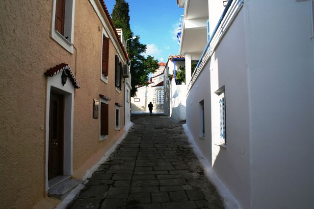 Old Village street leading up to Taxiarches church